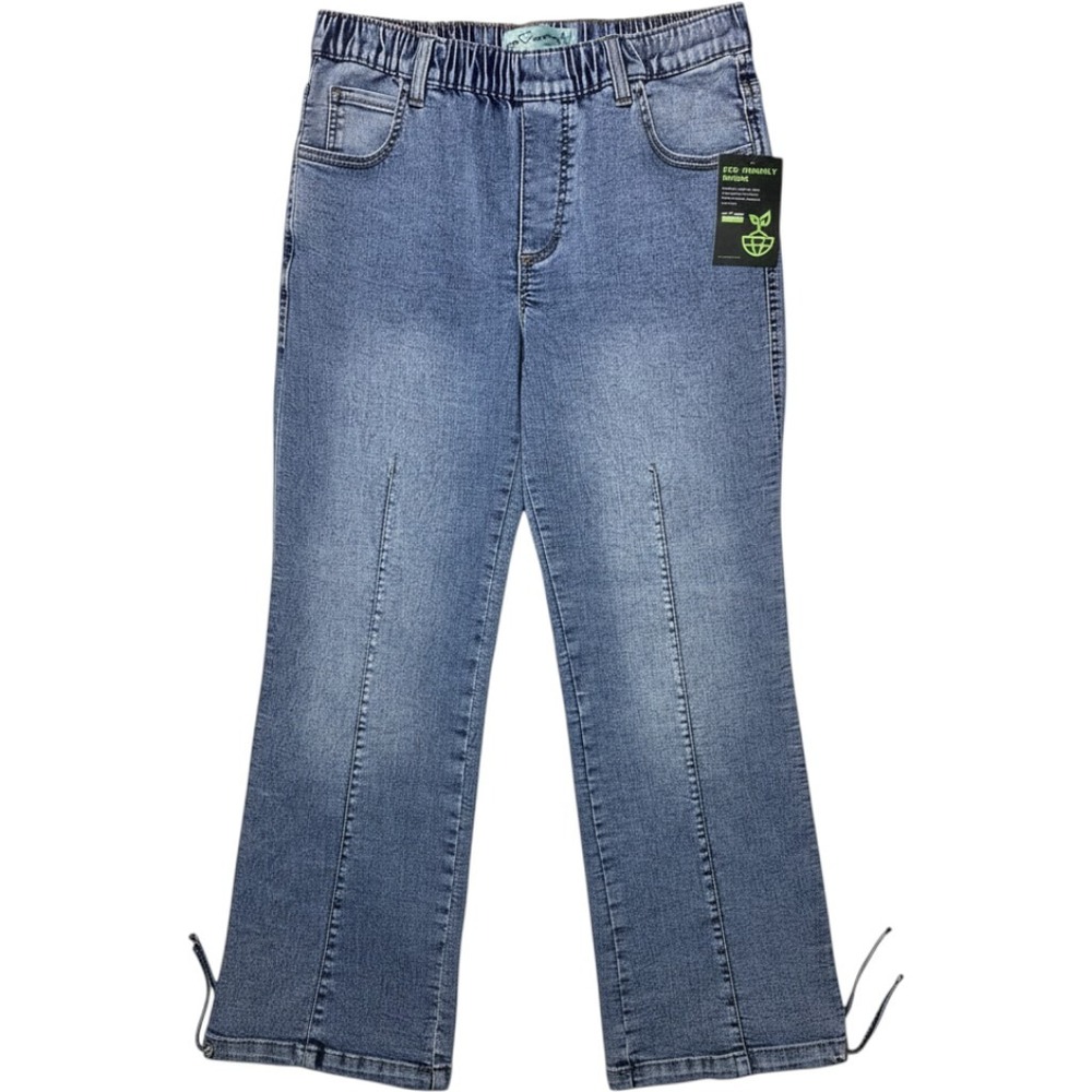 Love Trends Eco-Friendly Blue‎ Denim Elastic Waist Drawstring Hem Jeans Medium